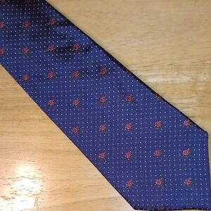 Paul Smith Navy Blue Tie with Pink Floral Pattern